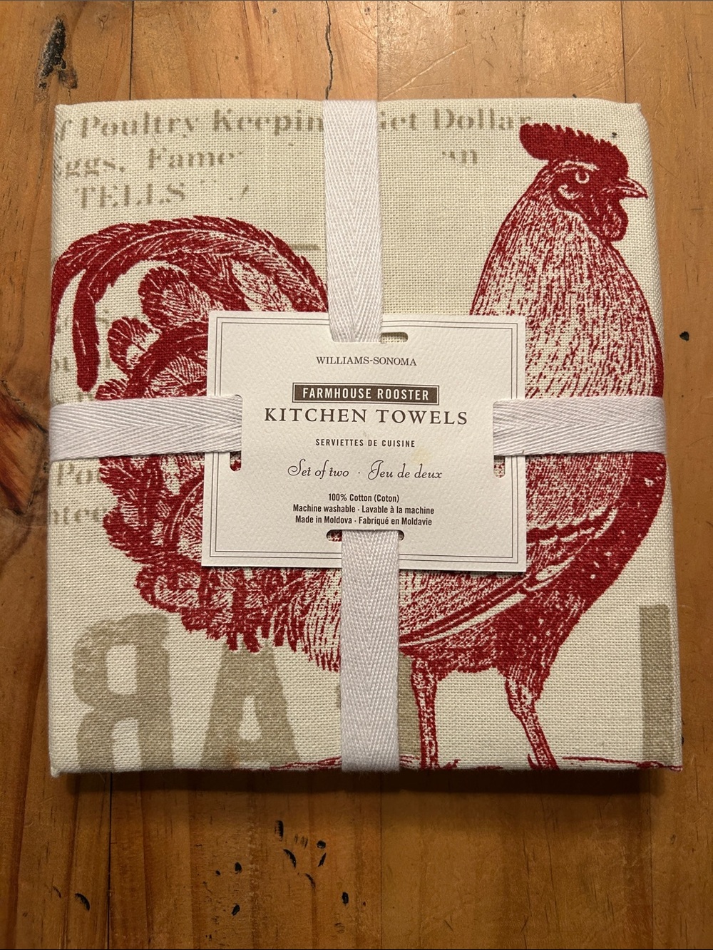 Williams Sonoma Red Rooster Farmhouse Kitchen Towels - Set of 2